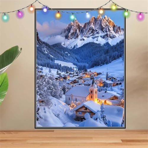 5D Diamond Painting Erwachsene Kirche,Berge,DIY Diamant Painting Bilder Kinder 30x40cm,Crystal Strass Stickerei Painting Diamant Malerei Kit,Diamant Crystal Arts Craft für Geschenk Wand Decor F7092 von Reluehu