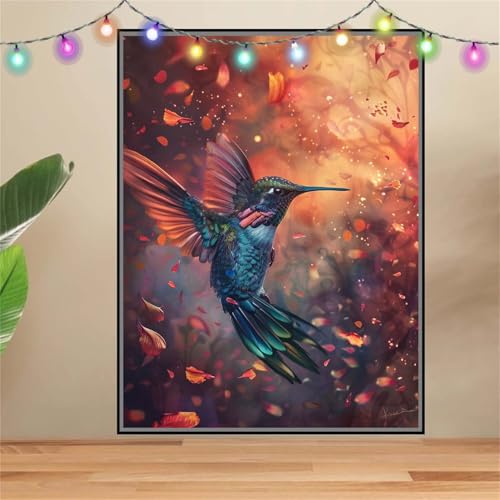 5D Diamond Painting Erwachsene Kolibri,Tier,DIY Diamant Painting Bilder Kinder 60x80cm,Crystal Strass Stickerei Painting Diamant Malerei Kit,Diamant Crystal Arts Craft für Geschenk Wand Decor F6255 von Reluehu