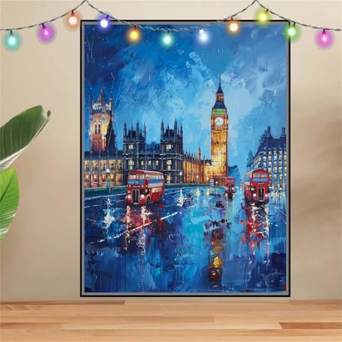 5D Diamond Painting Erwachsene Landschaft,London,DIY Diamant Painting Bilder Kinder (40x50cm),Crystal Strass Stickerei Painting Diamant Malerei Kit,Diamant Crystal Arts Craft für Wand Decor F-6053 von Reluehu