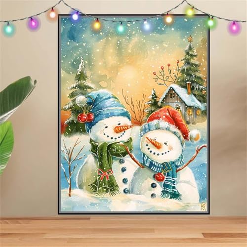 5D Diamond Painting Erwachsene Landschaft,Schneemann,DIY Diamant Painting Bilder Kinder 30x40cm,Crystal Strass Stickerei Painting Diamant Malerei Kit,Diamant Crystal Arts Craft für Wand Decor F6212 von Reluehu