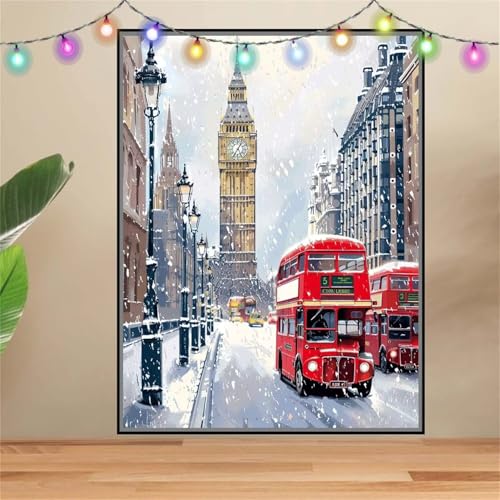 5D Diamond Painting Erwachsene London,Landschaft,DIY Diamant Painting Bilder Kinder (30x40cm),Crystal Strass Stickerei Painting Diamant Malerei Kit,Diamant Crystal Arts Craft für Wand Decor F-7572 von Reluehu