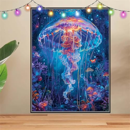 5D Diamond Painting Erwachsene Ozean,Quallen,DIY Diamant Painting Bilder Kinder 80x107cm,Crystal Strass Stickerei Painting Diamant Malerei Kit,Diamant Crystal Arts Craft für Geschenk Wand Decor F6537 von Reluehu