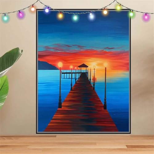 5D Diamond Painting Erwachsene Pier,Sonnenuntergang,DIY Diamant Painting Bilder Kinder 40x50cm,Crystal Strass Stickerei Painting Diamant Malerei Kit,Diamant Crystal Arts Craft für Wand Decor F7653 von Reluehu