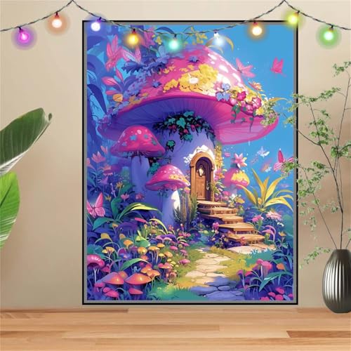 5D Diamond Painting Erwachsene Pilze,Schmetterlinge,DIY Diamant Painting Bilder Kinder 70x90cm,Crystal Strass Stickerei Painting Diamant Malerei Kit,Diamant Crystal Arts Craft für Wand Decor D2616 von Reluehu