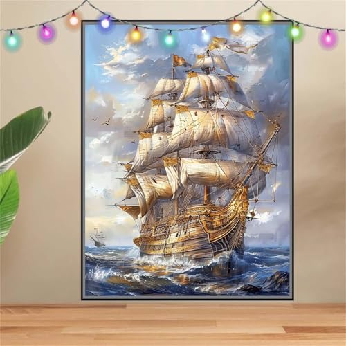 5D Diamond Painting Erwachsene Segelboot,Meer,DIY Diamant Painting Bilder Kinder 30x40cm,Crystal Strass Stickerei Painting Diamant Malerei Kit,Diamant Crystal Arts Craft für Geschenk Wand Decor F5812 von Reluehu