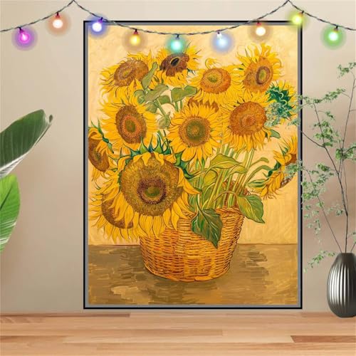 5D Diamond Painting Erwachsene Sonnenblume,Blume,DIY Diamant Painting Bilder Kinder (60x80cm),Crystal Strass Stickerei Painting Diamant Malerei Kit,Diamant Crystal Arts Craft für Wand Decor D-3575 von Reluehu