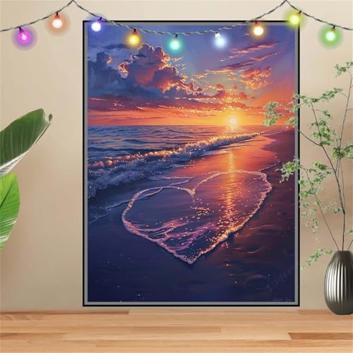 5D Diamond Painting Erwachsene Sonnenuntergang,Strand,DIY Diamant Painting Bilder Kinder 50x70cm,Crystal Strass Stickerei Painting Diamant Malerei Kit,Diamant Crystal Arts Craft für Wand Decor D3454 von Reluehu