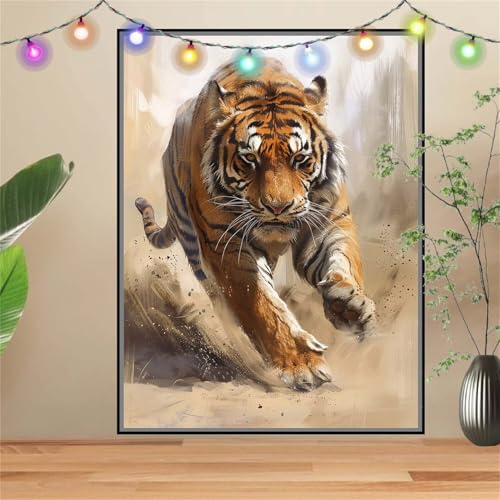 5D Diamond Painting Erwachsene Tiger,Landschaft,DIY Diamant Painting Bilder Kinder (70x90cm),Crystal Strass Stickerei Painting Diamant Malerei Kit,Diamant Crystal Arts Craft für Wand Decor D-2136 von Reluehu