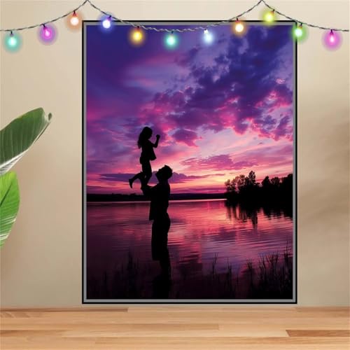 5D Diamond Painting Erwachsene Vater Und Tochter,DIY Diamant Painting Bilder Kinder (30x40cm),Crystal Strass Stickerei Painting Diamant Malerei Kit,Diamant Crystal Arts Craft für Wand Decor F-5972 von Reluehu