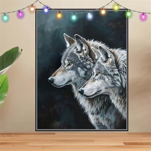 5D Diamond Painting Erwachsene Wolf,Tier,DIY Diamant Painting Bilder Kinder (40x50cm),Crystal Strass Stickerei Painting Diamant Malerei Kit,Diamant Crystal Arts Craft für Geschenk Wand Decor F-7253 von Reluehu