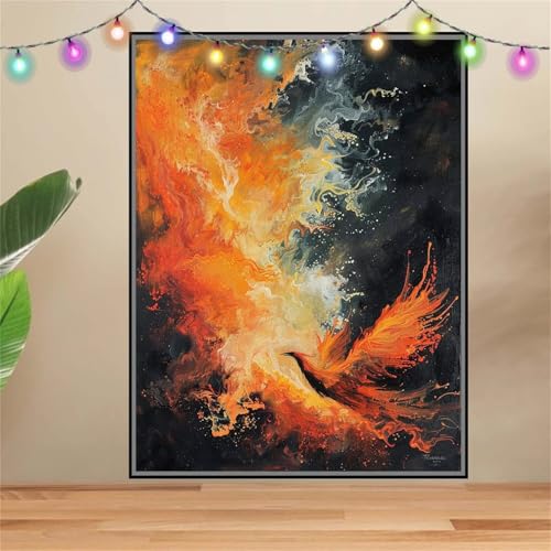 5D Flamme,PhöNix Diamond Painting Set,Diamant Painting Bilder Erwachsene groß 100x133cm,DIY Diamant Kristall Strass Stickerei Bilder Painting nach Zahlen,Diamanten Painting für Home Wanddeko F6989 von Reluehu