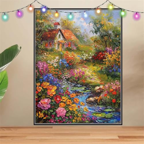 5D Fluss,Wildblumen Diamond Painting Set,Diamant Painting Bilder Erwachsene groß (100x133cm),DIY Diamant Kristall Strass Stickerei Bilder Painting nach Zahlen,Diamanten Painting für Wanddeko F-6589 von Reluehu