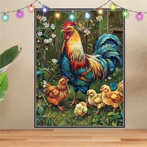 5D Huhn,Tier Diamond Painting Set,Full Diamant Painting Bilder Erwachsene groß 100x133cm,DIY Diamant Kristall Strass Stickerei Bilder Painting nach Zahlen,Diamanten Painting für Home Wanddeko F7029 von Reluehu