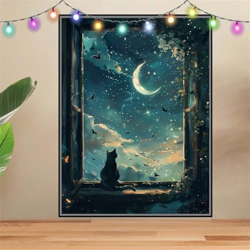 5D Katze Mond Diamond Painting Set,Full Diamant Painting Bilder Erwachsene groß (100x133cm),DIY Diamant Kristall Strass Stickerei Bilder Painting nach Zahlen,Diamanten Painting für Wanddeko F-7709 von Reluehu