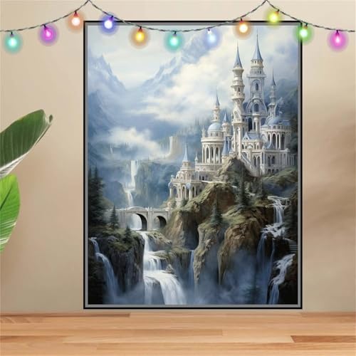 5D Landschaft,Schloss Diamond Painting Set,Diamant Painting Bilder Erwachsene groß (40x50cm),DIY Diamant Kristall Strass Stickerei Bilder Painting nach Zahlen,Diamanten Painting für Wanddeko F-5903 von Reluehu