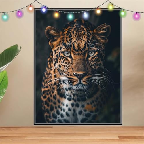 5D Leopard,Tier Diamond Painting Set,Full Diamant Painting Bilder Erwachsene groß (40x50cm),DIY Diamant Kristall Strass Stickerei Bilder Painting nach Zahlen,Diamanten Painting für Wanddeko F-7103 von Reluehu