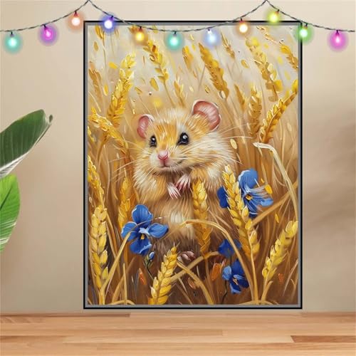 5D Maus,Blume Diamond Painting Set,Full Diamant Painting Bilder Erwachsene groß (100x133cm),DIY Diamant Kristall Strass Stickerei Bilder Painting nach Zahlen,Diamanten Painting für Wanddeko F-7389 von Reluehu