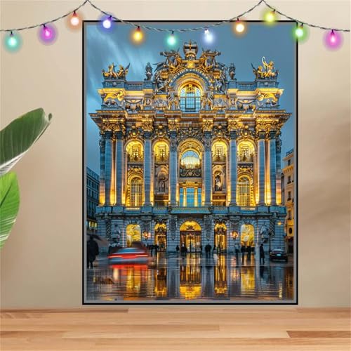 5D Palast,Landschaft Diamond Painting Set,Diamant Painting Bilder Erwachsene groß (50x70cm),DIY Diamant Kristall Strass Stickerei Bilder Painting nach Zahlen,Diamanten Painting für Wanddeko F-6384 von Reluehu