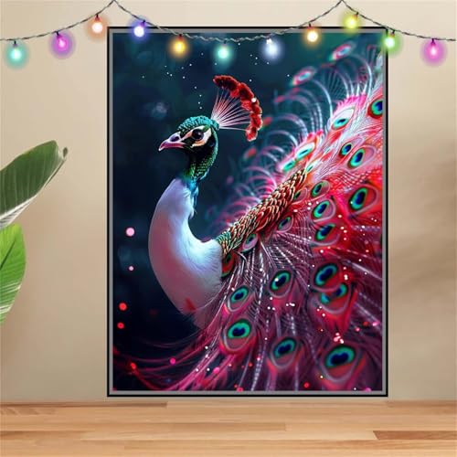 5D Pfau,Tier Diamond Painting Set,Full Diamant Painting Bilder Erwachsene groß 100x133cm,DIY Diamant Kristall Strass Stickerei Bilder Painting nach Zahlen,Diamanten Painting für Home Wanddeko F7189 von Reluehu