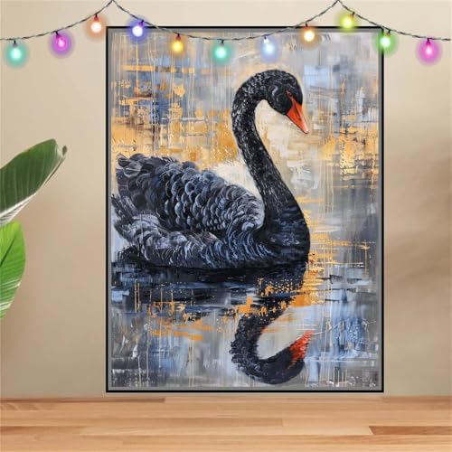 5D Schwarzer Schwan,Tier Diamond Painting Set,Diamant Painting Bilder Erwachsene groß 50x70cm,DIY Diamant Kristall Strass Stickerei Bilder Painting nach Zahlen,Diamanten Painting für Wanddeko F6624 von Reluehu