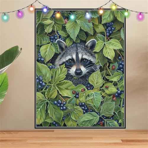 5D WaschbäR,Tier Diamond Painting Set,Diamant Painting Bilder Erwachsene groß 100x133cm,DIY Diamant Kristall Strass Stickerei Bilder Painting nach Zahlen,Diamanten Painting für Home Wanddeko F6909 von Reluehu