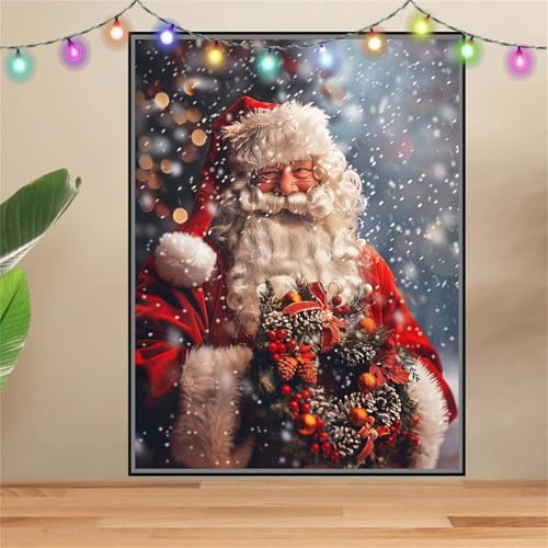 5D Weihnachtsmann Diamond Painting Set,Diamant Painting Bilder Erwachsene groß 100x133cm,DIY Diamant Kristall Strass Stickerei Bilder Painting nach Zahlen,Diamanten Painting für Home Wanddeko F6109 von Reluehu