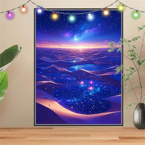 5D WüSte,Landschaft Diamond Painting Set,Full Diamant Painting Bilder Erwachsene groß 50x70cm,DIY Diamant Kristall Strass Stickerei Bilder Painting nach Zahlen,Diamanten Painting für Wanddeko D2944 von Reluehu