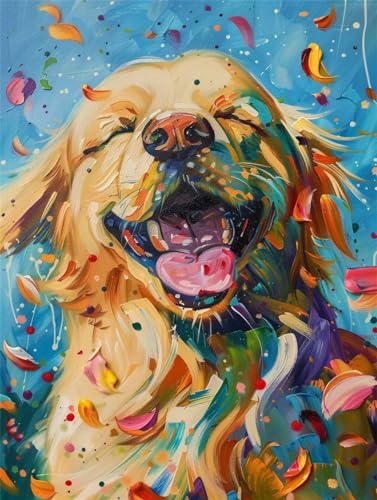 DIY 5D Diamond Painting Golden Retriever,Hund 5D Diamant Painting Bilder Kinder,Diamant Crystal Arts Basteln Cross Stickerei Malerei nach Zahlen,Daiments Painting Erwachsene Für Wanddeko 20x27cm B8140 von Reluehu