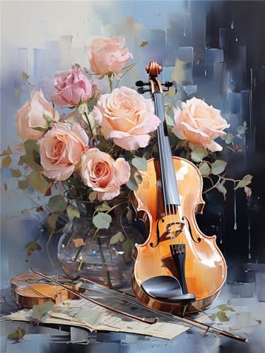 DIY 5D Diamond Painting Klein Violine,Rose 5D Diamant Painting Bilder Kinder,Diamant Crystal Arts Basteln Cross Stickerei Malerei nach Zahlen,Daiments Painting Erwachsene Für Wanddeko 30x40cm A7780 von Reluehu