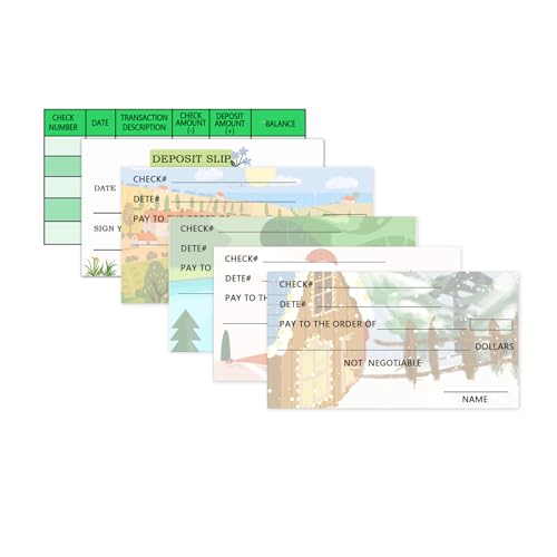 15,2 x 7,6 cm gefälschtes Scheckbuch zum Lernen mit Vorgabe, Pfandzettel und Scheckregister für Schulbedarf, Vierjahreszeiten-Thema, 200 Stück von Remarkabel