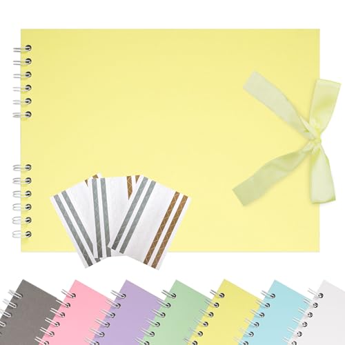 Remowith 21,5 x 15 cm Scrapbook-Album mit Band, Bastelpapier Fotoalbum für Hochzeit und Jubiläum, Familien DIY Fotoalbum mit Eckenaufklebern 40 Seiten Hellgelb Remowith 21,5 x 15 cm Scrapbook-Album mit Band, Bastelpapier Fotoalbum für Hochzeit und Jubiläum, Familien DIY Fotoalbum mit Eckenaufklebern 40 Seiten Hellgelb von Remowith