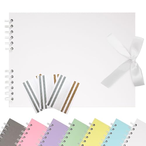 Remowith 21,5 x 15 cm Scrapbook-Album mit Band, Bastelpapier Fotoalbum für Hochzeit und Jubiläum, Familien DIY Fotoalbum mit Eckenaufklebern 40 Seiten Weiß Remowith 21,5 x 15 cm Scrapbook-Album mit Band, Bastelpapier Fotoalbum für Hochzeit und Jubiläum, Familien DIY Fotoalbum mit Eckenaufklebern 40 Seiten Weiß von Remowith
