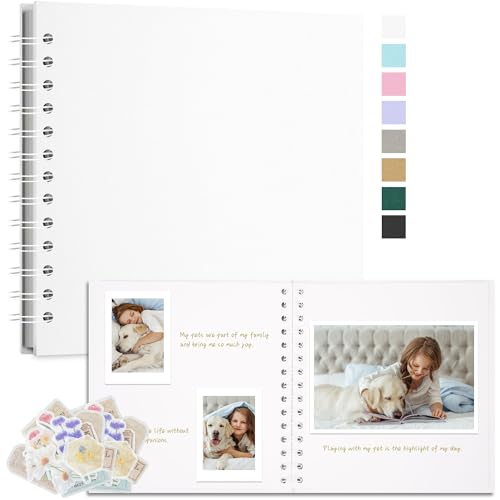 Remowith Fotoalbum Zum Selbstgestalten 18x18 cm DIY Fotobuch Kraftpapier Erinnerungsbuch für Hochzeiten 40 Seiten Album für Baby Familie Valentinstag Geburtstag Jahrestag Geschenk Weiß von Remowith