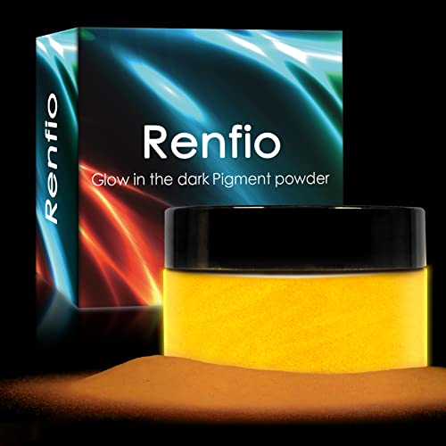 Renfio 100 g leuchtendes Pigmentpulver, leuchtendes Pulverharz-Farbpigment, fluoreszierendes Pigmentfarbe für Epoxidharz, Schleim, Acrylfarbe, Nagel, feine Kunst – fluoreszierendes Orange von Renfio