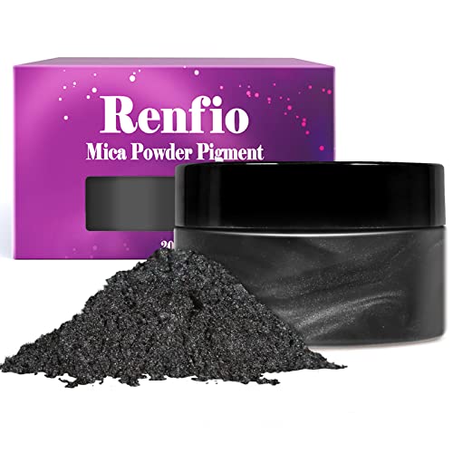 Renfio Epoxidharz Farbe Mica Pulver, 3.5oz/100g Schwarz Metallic Farben Pigment Pulver for Nagellack, Badebombe, Resin DIY, Kerze, Seife - Schwarz von Renfio