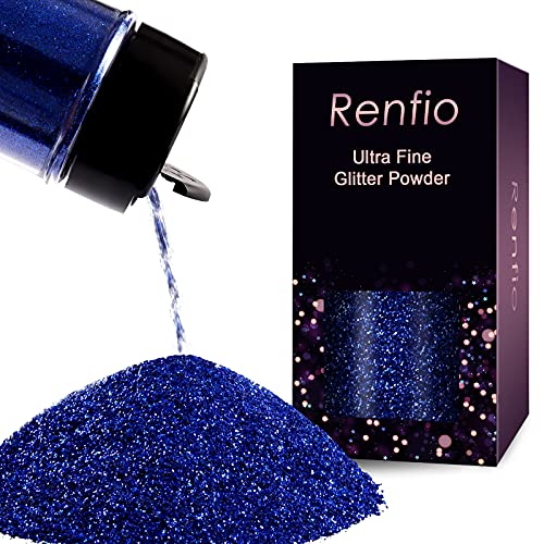 Renfio Glitzer Powder, 1.75 Oz (50g) glitzer gesicht, 1/128" 0.008" 0.2mm Ultra Fine Glitzerpulver For Garten Deko, Glitzer Basteln, Nail Powder, Body Glitzer Haare - Klassisches Blau von Renfio