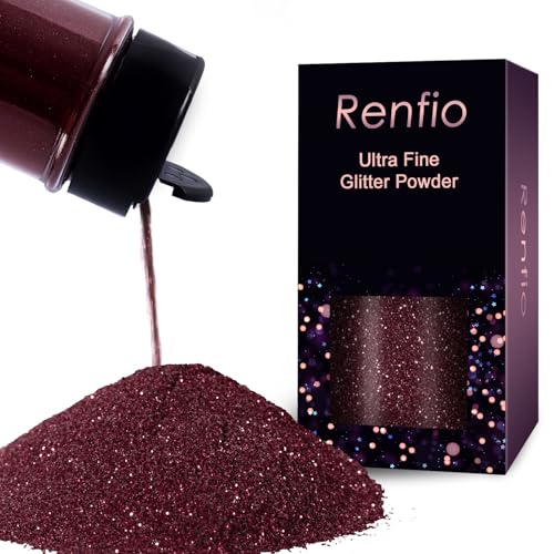 Renfio Glitzer Powder, 1.75 Oz (50g) glitzer gesicht, 1/128" 0.008" 0.2mm Ultra Fine Glitzerpulver For Garten Deko, Glitzer Basteln, Nail Powder, Body Glitzer Haare - Roter Kaffee von Renfio