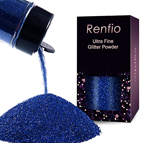 Renfio Glitzer Powder, 1.75 Oz (50g) glitzer gesicht, 1/128" 0.008" 0.2mm Ultra Fine Glitzerpulver For Garten Deko, Glitzer Basteln, Nail Powder, Body Glitzer Haare - Saphirblau von Renfio