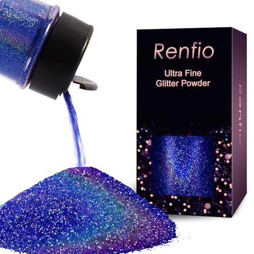 Renfio Holographic Glitzer Powder, 1.75 Oz (50g) glitzer gesicht, 1/128" 0.008" 0.2mm Ultra Fine Glitzerpulver For Garten Deko, Glitzer Basteln, Nail Powder, Body Glitzer Haare - Laser-Königsblau von Renfio