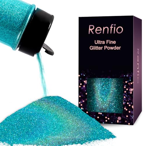 Renfio Holographic Glitzer Powder, 1.75 Oz (50g) glitzer gesicht, 1/128" 0.008" 0.2mm Ultra Fine Glitzerpulver For Garten Deko, Glitzer Basteln, Nail Powder, Body Glitzer Haare - Laserlicht Blau von Renfio