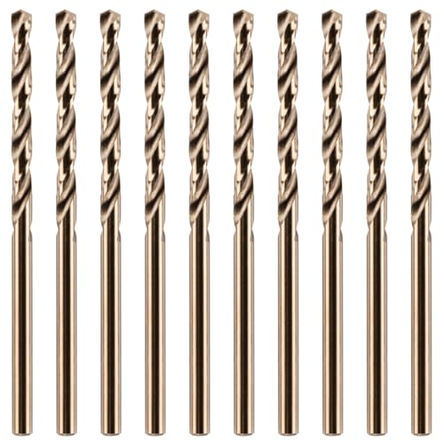 3.2mm Metallbohrer Set | Box mit 10 x Gold Bohrer HSS Cobalt | Bohrer für Edelstahl und Harte Stähle von Rennie Tool Company