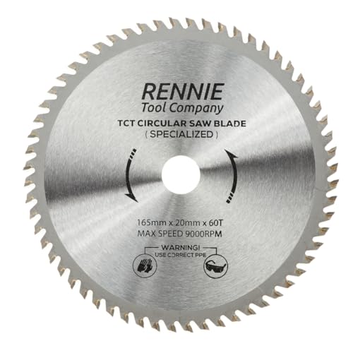 Rennie Tool TCT Kreissägeblatt, 165 mm x 20 mm x 60 Zähne, inkl. Reduzierringe von Rennie Tool Company