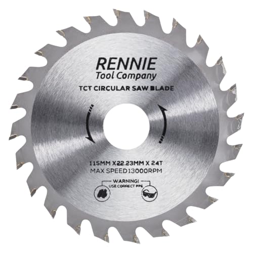 Rennie Tool TCT Kreissägeblatt für Holz, 115 mm x 22,2 mm x 24 Zähne, inklusive 16 mm und 20 mm Reduzierringe von Rennie Tool Company