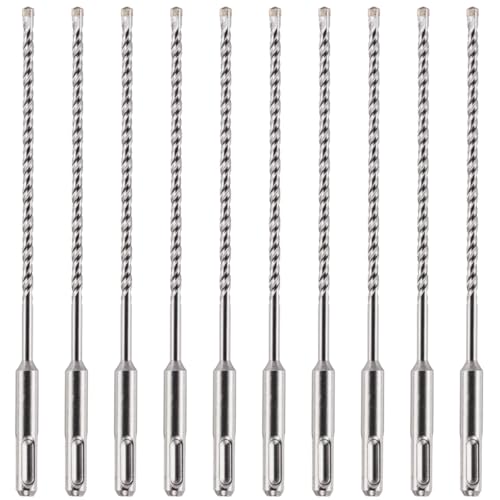 SDS Plus Hammerbohrer, 4 mm x 210 mm, professioneller Wolframkarbidbestückter Steinbohrer für Ziegel, Beton, Stein, Granit, 4 mm SDS-Bohrer, 10 Stück von Rennie Tool Company