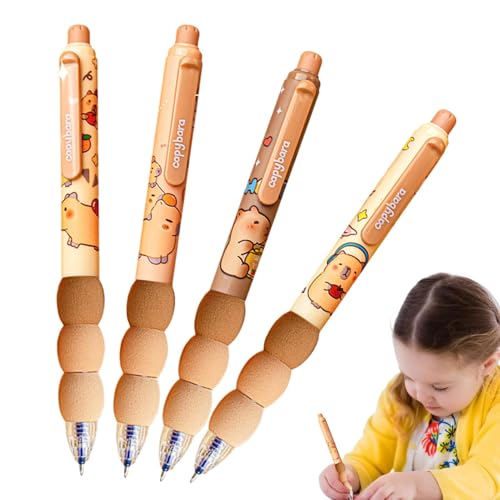 4 Stück Radierbarer Kugelschreiber Capybara Tintenroller Radierbar Einziehbares Gelstift-Set,Cartoon Löschbarer Stift, 0,5 Mm Erasable Pen Schreibkomfort Radierstifte Gelstifte Für Studenten Geschenk von Renopfect