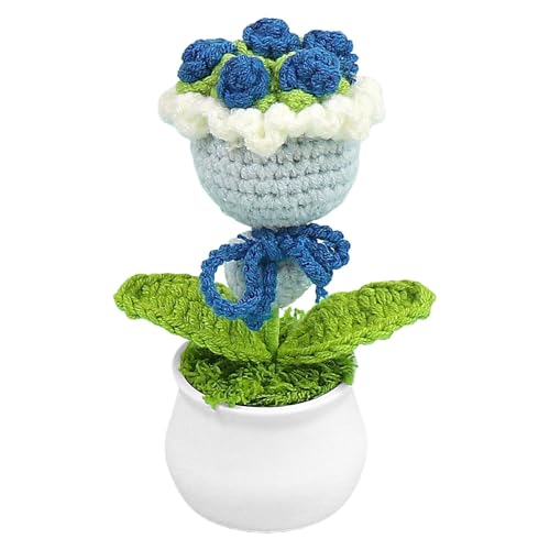 Renopfect Häkelblume,Gehäkelte Blumen - Handgefertigter Blumenstrauß Schreibtischblumen im Topf | Gestrickte Häkelpflanze, süßes Schreibtischdekor-Geschenk für Frauen, Mutter, Ehefrau zum Muttertag, von Renopfect