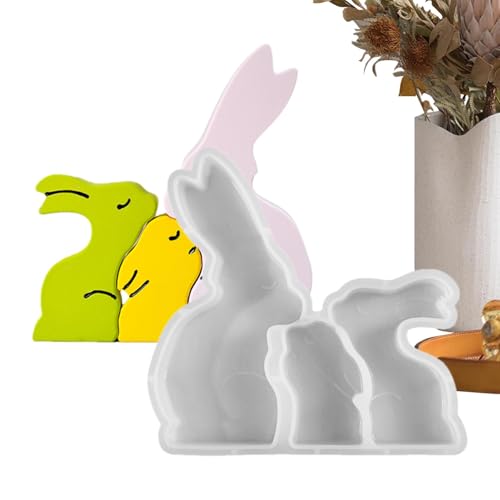 Renopfect Kerzenformen Harzformen, Hasenkerzenformen,Ostern Silikon Hase Form - Tragbare Osterhasen-Harz-Bastelform, Tischdekoration für Seife, Ornamente, Skulpturen von Renopfect