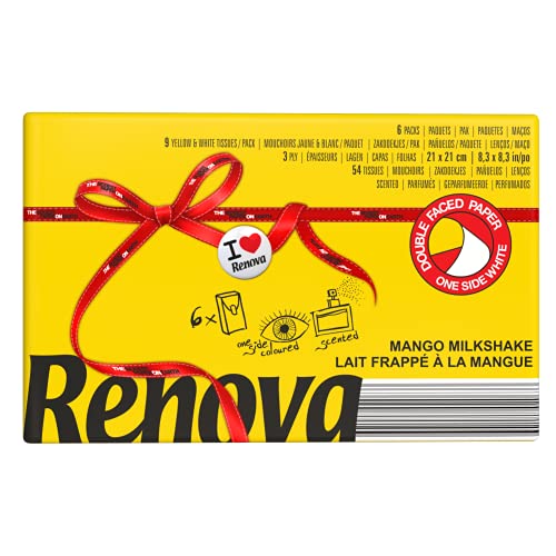 RENOVA Red Label MANGO Pocket Tissues 6 Packs Yellow von Renova