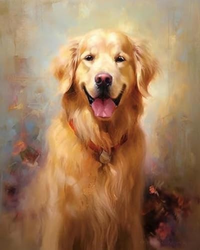 Renqidian Kreuzstich Stickpackungen Golden Retriever 11CT Erwachsene Sticken Set DIY Stickbilder Vorgedruckt Kreuzstich für Anfänger Home Decor（40x50cm ） von Renqidian