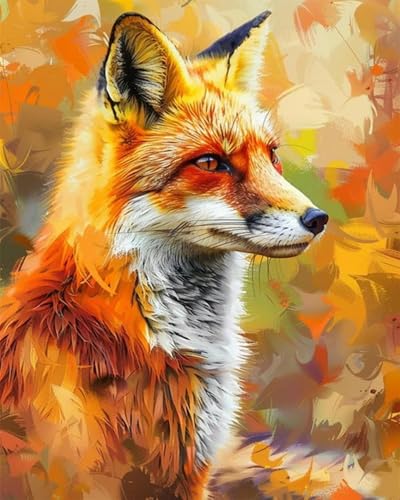 Renqidian kreuzstich set Vorgedruckt Fuchs 11 CT Erwachsene Anfanger Kreuzstich Stickpackungen für Wandkunst-Heimdekoration 40 × 50cm von Renqidian